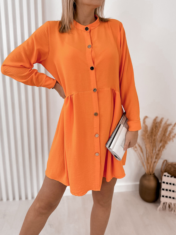 Pomarańczowa sukienka Ubra mini z długim rękawem
