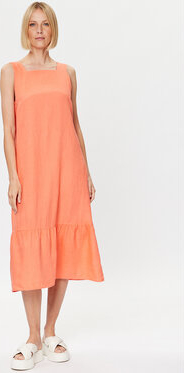 Pomarańczowa sukienka United Colors Of Benetton bez rękawów w stylu casual z okrągłym dekoltem