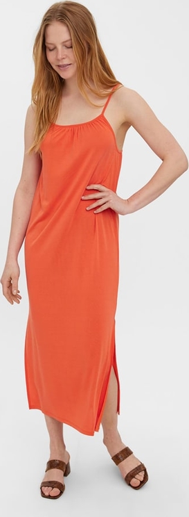 Pomarańczowa sukienka Vero Moda na ramiączkach prosta