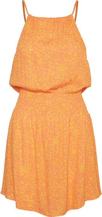 Pomarańczowa sukienka Vero Moda w stylu casual mini z okrągłym dekoltem