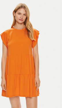 Pomarańczowa sukienka Vila mini oversize z krótkim rękawem