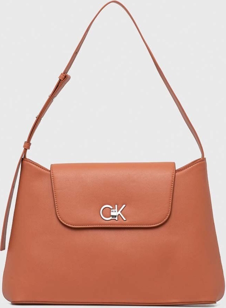 Pomarańczowa torebka Calvin Klein w stylu casual matowa na ramię