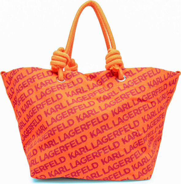 Pomarańczowa torebka Karl Lagerfeld z nadrukiem duża