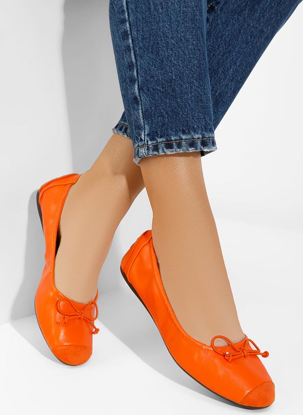 Pomarańczowe baleriny Zapatos w stylu casual