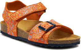 Pomarańczowe buty dziecięce letnie Geox na rzepy dla chłopców