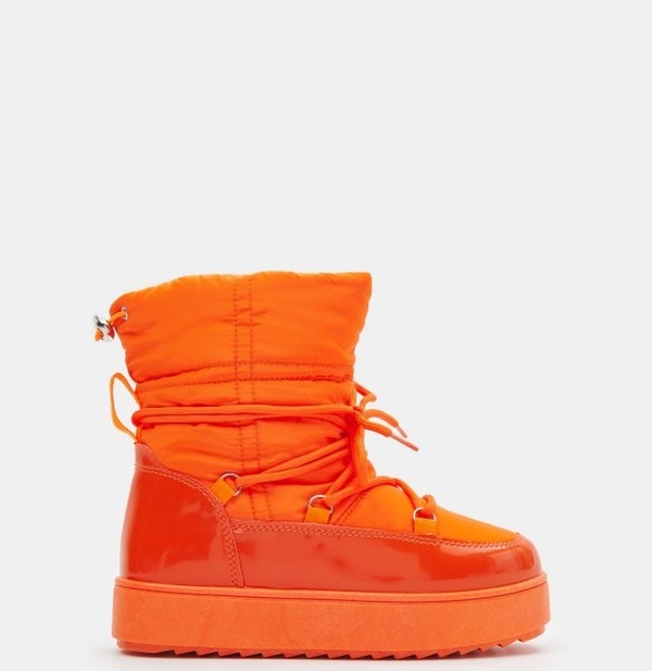 Pomarańczowe buty dziecięce zimowe Sinsay sznurowane