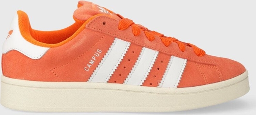 Pomarańczowe buty sportowe Adidas Originals z zamszu z płaską podeszwą