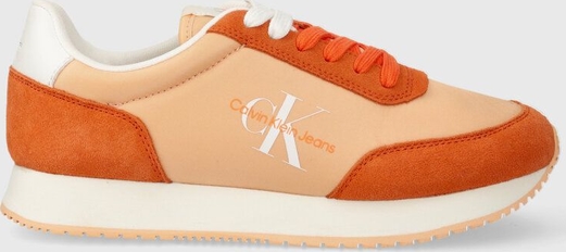 Pomarańczowe buty sportowe Calvin Klein z płaską podeszwą