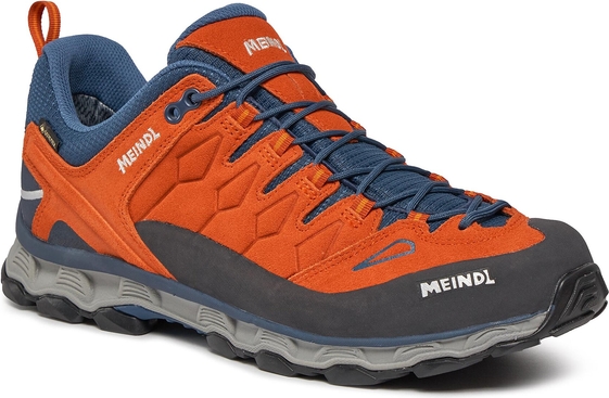 Pomarańczowe buty trekkingowe Meindl sznurowane
