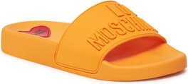Pomarańczowe klapki Love Moschino z płaską podeszwą w stylu casual
