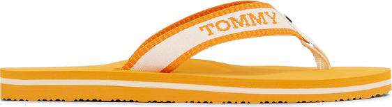 Pomarańczowe klapki Tommy Hilfiger z płaską podeszwą w stylu casual