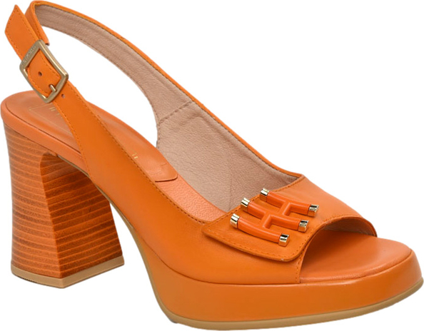 Pomarańczowe sandały Hispanitas ze skóry
