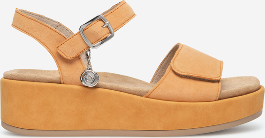 Pomarańczowe sandały Remonte w stylu casual z klamrami