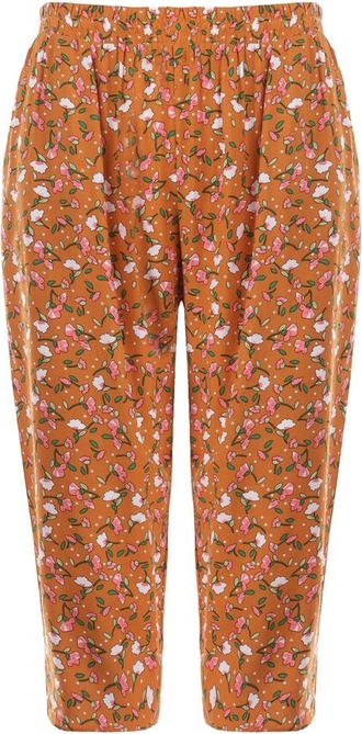 Pomarańczowe spodnie born2be w stylu casual z tkaniny