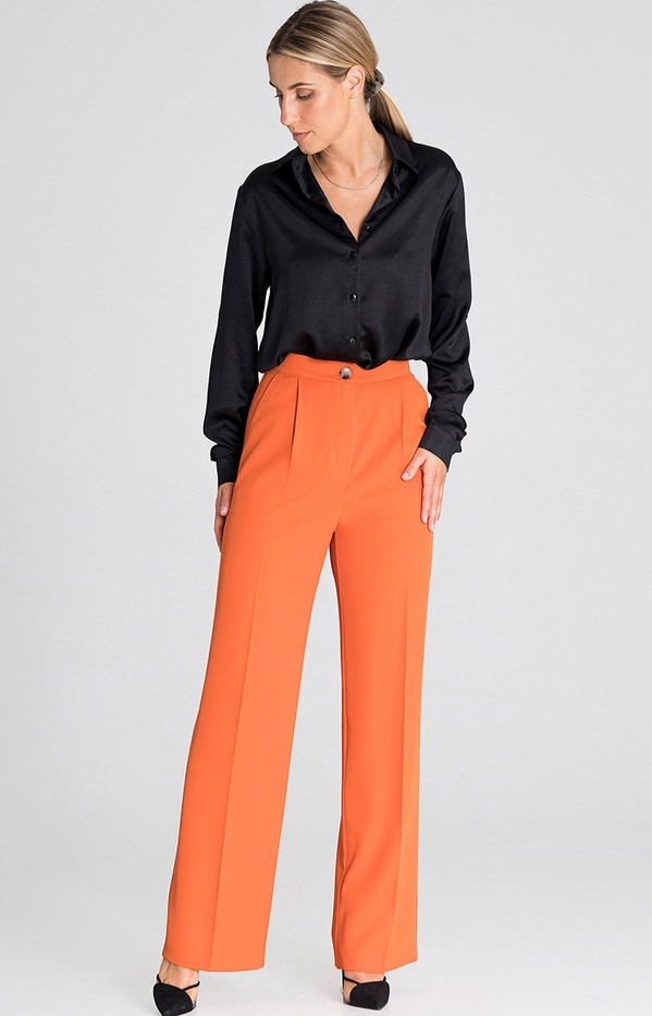 Pomarańczowe spodnie Fokus w stylu retro