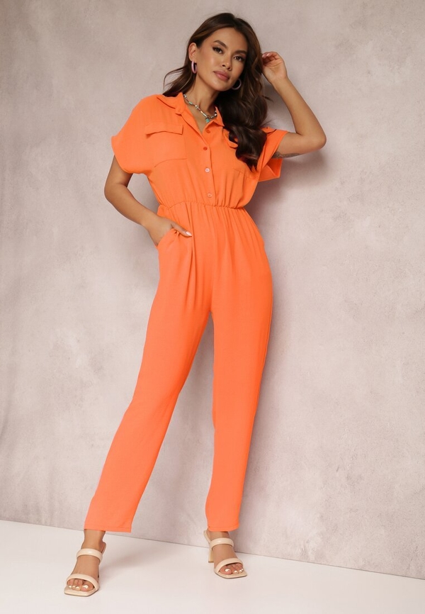 Pomarańczowy kombinezon Renee z długimi nogawkami w stylu casual