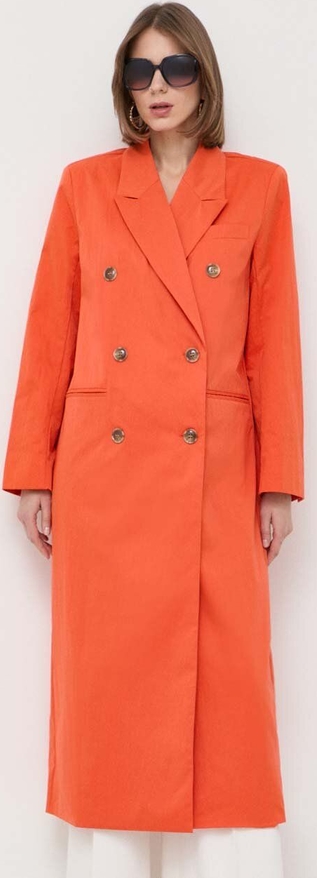 Pomarańczowy płaszcz Notes Du Nord w stylu klasycznym bez kaptura