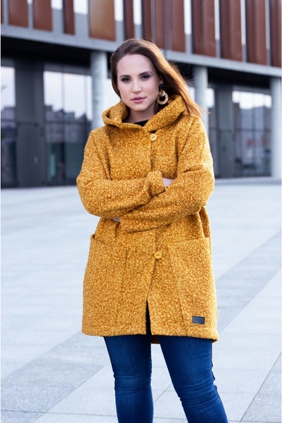 Pomarańczowy płaszcz Sklep XL-ka w stylu casual z bawełny