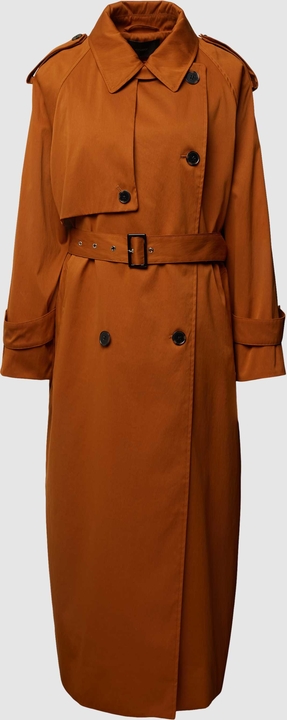 Pomarańczowy płaszcz Windsor w stylu casual długi bez kaptura