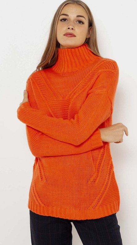 Pomarańczowy sweter Camaieu w stylu casual