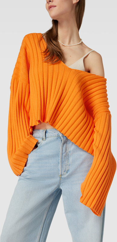 Pomarańczowy sweter EDITED z dzianiny w stylu casual