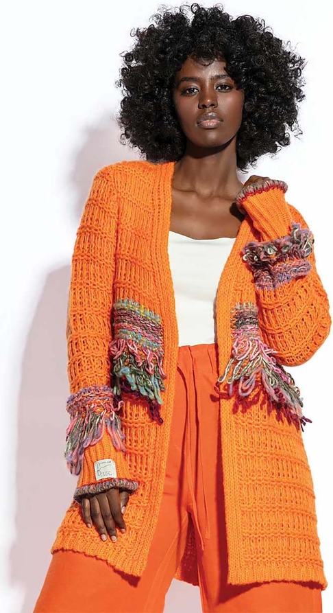 Pomarańczowy sweter Fobya w stylu boho