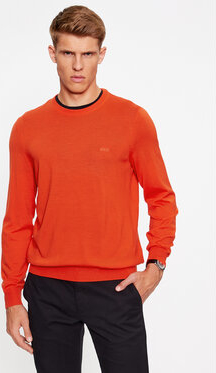 Pomarańczowy sweter Hugo Boss z okrągłym dekoltem