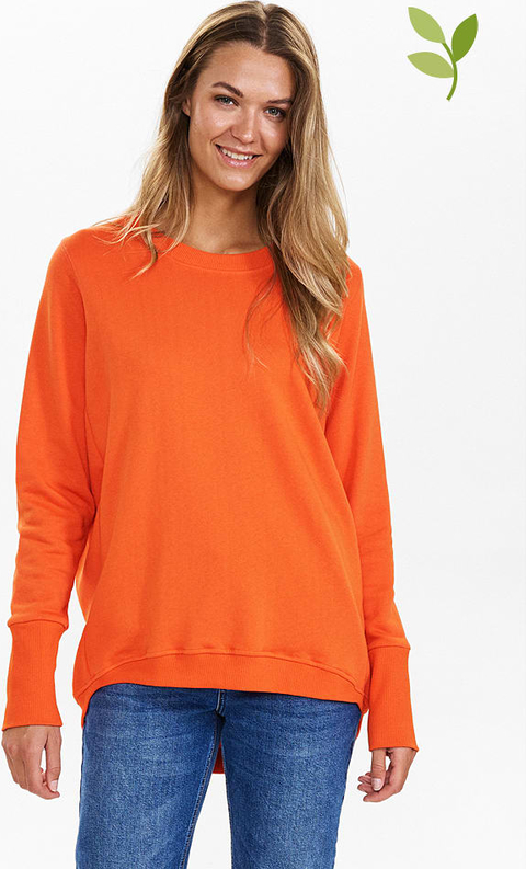 Pomarańczowy sweter Numph w stylu casual z bawełny