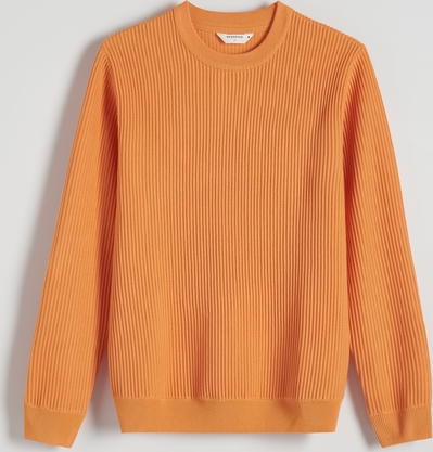 Pomarańczowy sweter Reserved w stylu casual z okrągłym dekoltem