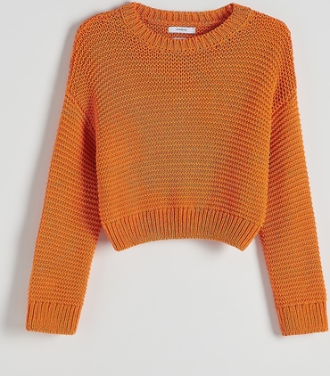 Pomarańczowy sweter Reserved z bawełny w stylu casual
