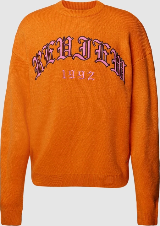 Pomarańczowy sweter Review z okrągłym dekoltem