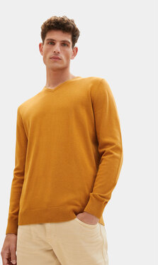 Pomarańczowy sweter Tom Tailor w stylu casual z okrągłym dekoltem