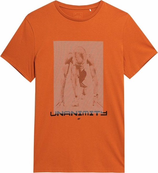 Pomarańczowy t-shirt 4F w sportowym stylu z krótkim rękawem