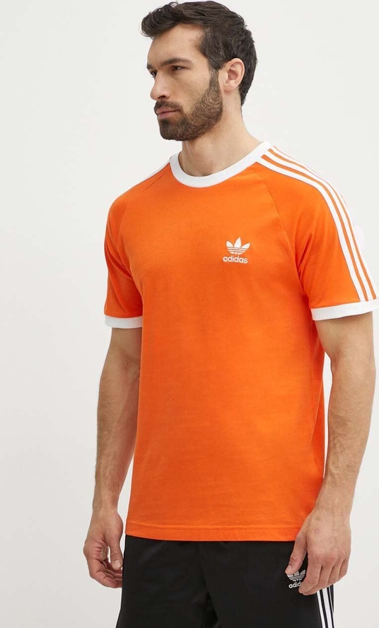 Pomarańczowy t-shirt Adidas Originals z krótkim rękawem z bawełny