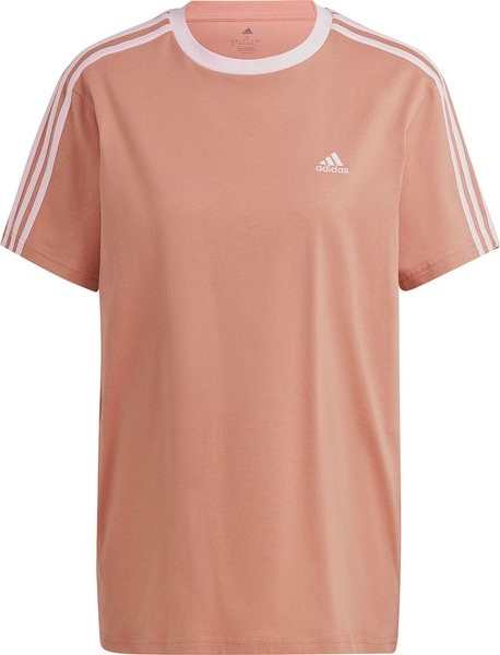 Pomarańczowy t-shirt Adidas z krótkim rękawem z okrągłym dekoltem w sportowym stylu