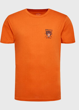 Pomarańczowy t-shirt Brixton z krótkim rękawem w stylu casual
