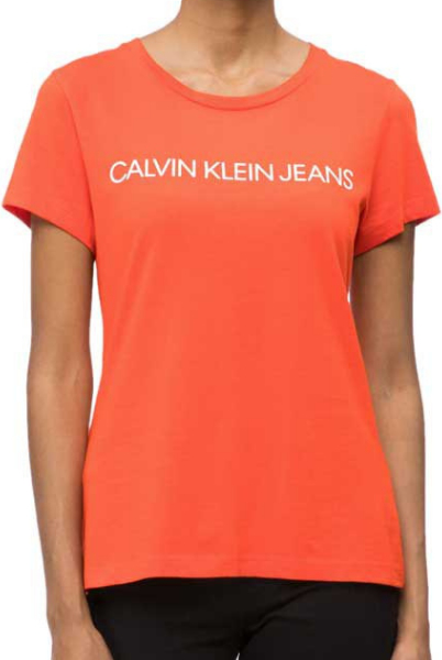 Pomarańczowy t-shirt Calvin Klein z bawełny
