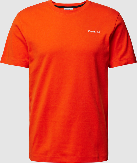 Pomarańczowy t-shirt Calvin Klein z krótkim rękawem w stylu casual z nadrukiem