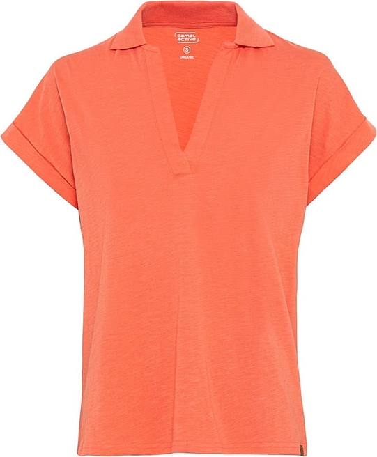 Pomarańczowy t-shirt Camel Active z krótkim rękawem w stylu casual z bawełny
