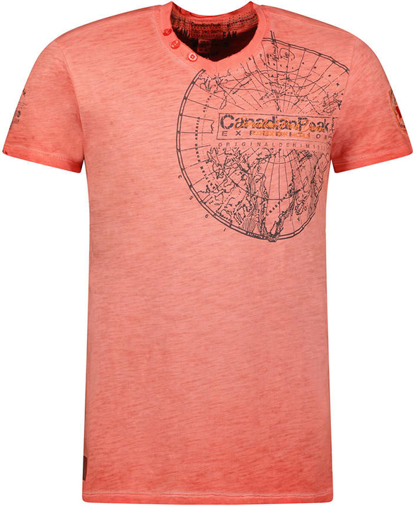Pomarańczowy t-shirt Canadian Peak z bawełny w młodzieżowym stylu z krótkim rękawem