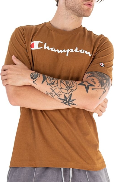Pomarańczowy t-shirt Champion w sportowym stylu