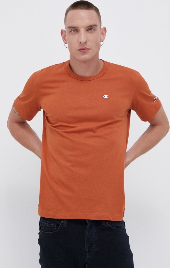 Pomarańczowy t-shirt Champion z krótkim rękawem