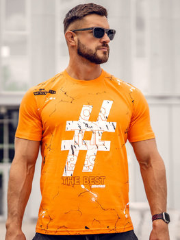 Pomarańczowy t-shirt Denley z nadrukiem w młodzieżowym stylu