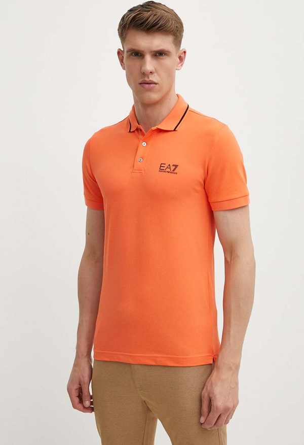 Pomarańczowy t-shirt Emporio Armani w stylu casual z krótkim rękawem