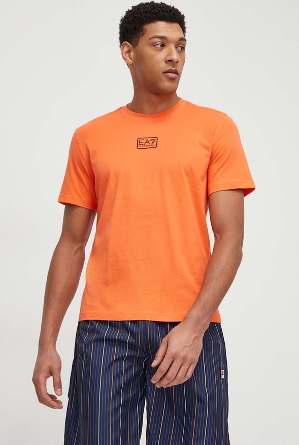 Pomarańczowy t-shirt Emporio Armani z bawełny