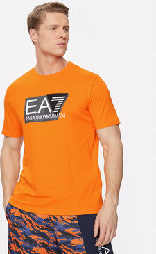 Pomarańczowy t-shirt Emporio Armani z krótkim rękawem w młodzieżowym stylu
