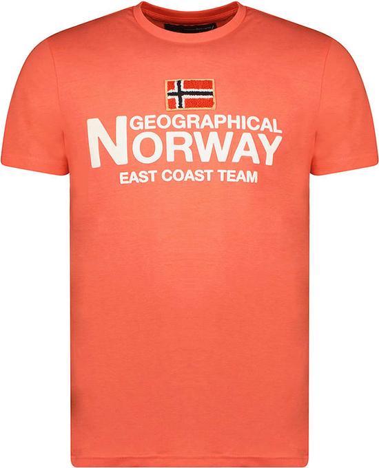 Pomarańczowy t-shirt Geographical Norway w sportowym stylu z bawełny
