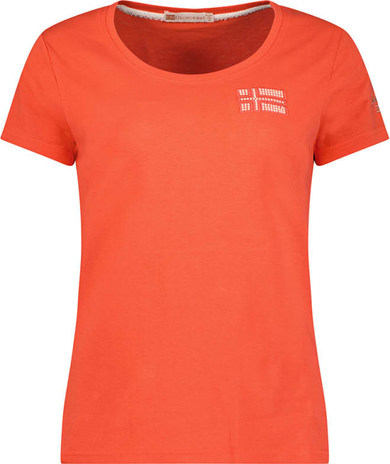 Pomarańczowy t-shirt Geographical Norway w stylu casual z krótkim rękawem