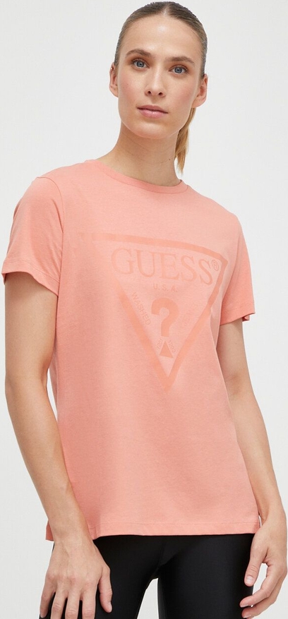 Pomarańczowy t-shirt Guess