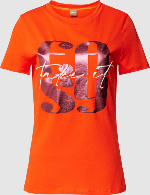 Pomarańczowy t-shirt Hugo Boss z bawełny